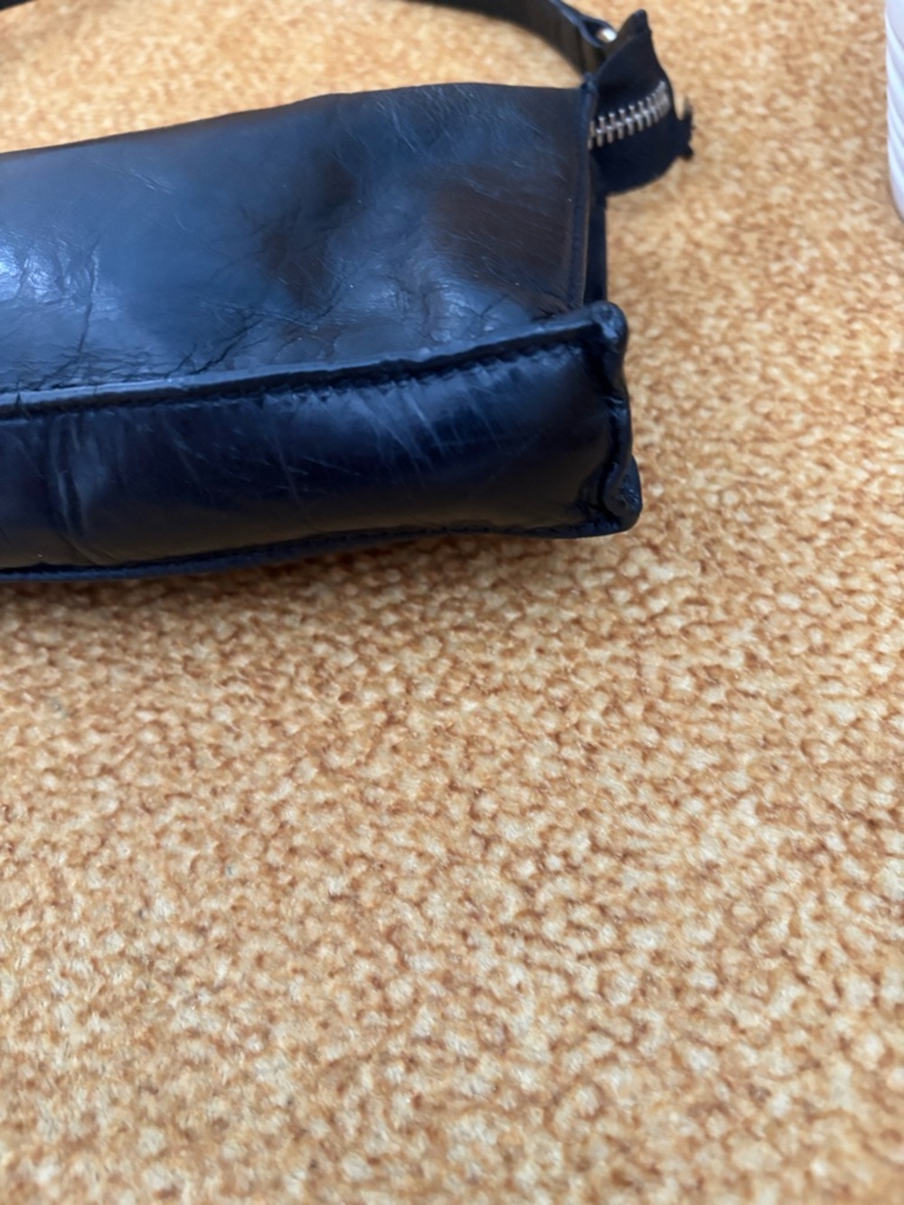 Black Leather Shoulder Bag with Silver Accent - Picture 3 of 5